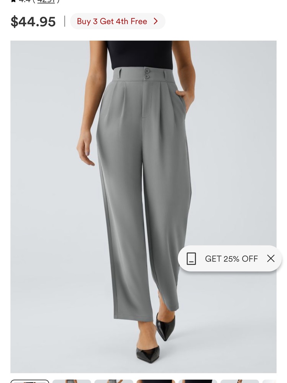 HALARA High-Waist Pleated Wide-Leg Pants - Light Gray